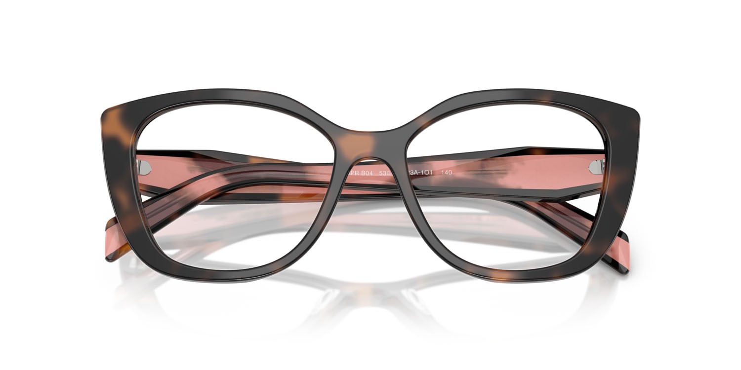 Eyeglasses Prada PR B04V (23A1O1) color malva tartarugato shape cat eye lenses lente demo
