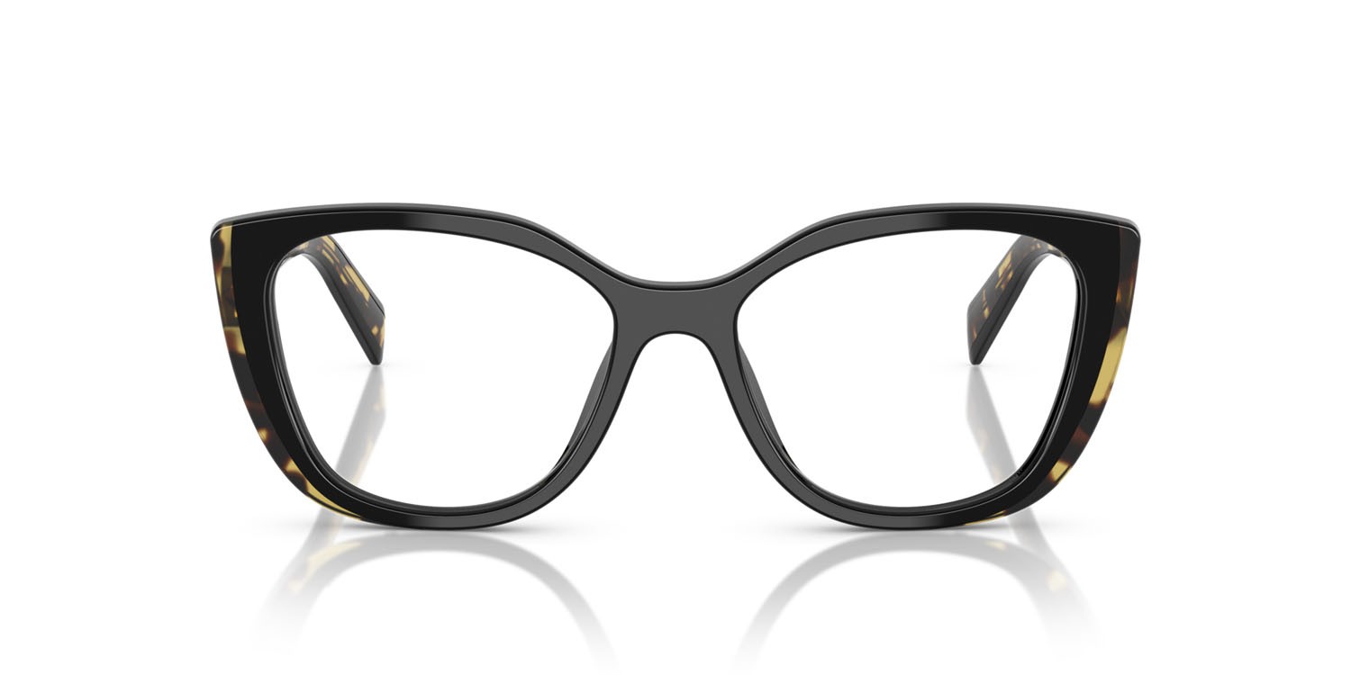 Eyeglasses Prada PR B04V (3891O1) color nero/tartarugato medio shape cat eye lenses lente demo