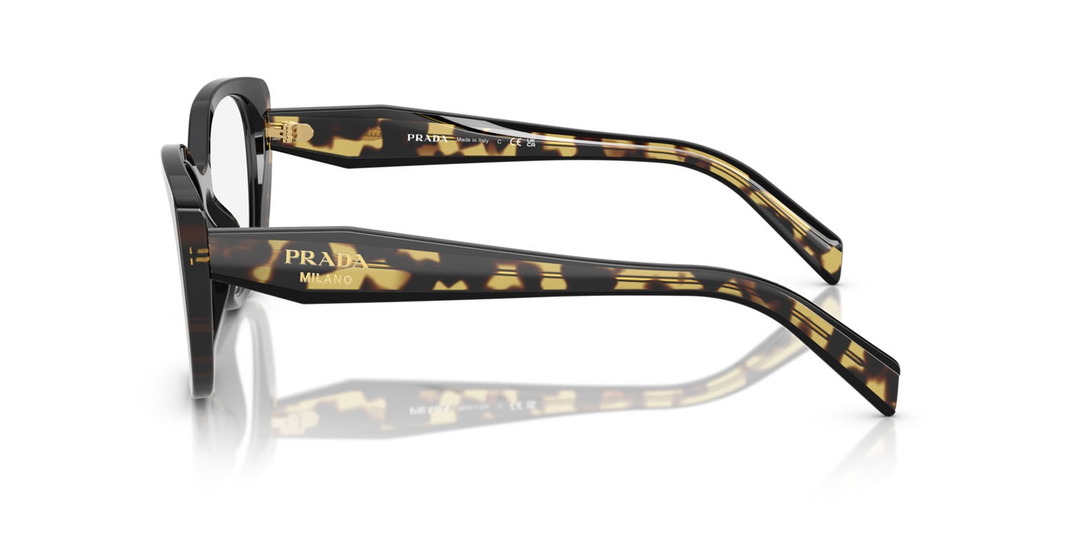 Eyeglasses Prada PR B04V (3891O1) color nero/tartarugato medio shape cat eye lenses lente demo