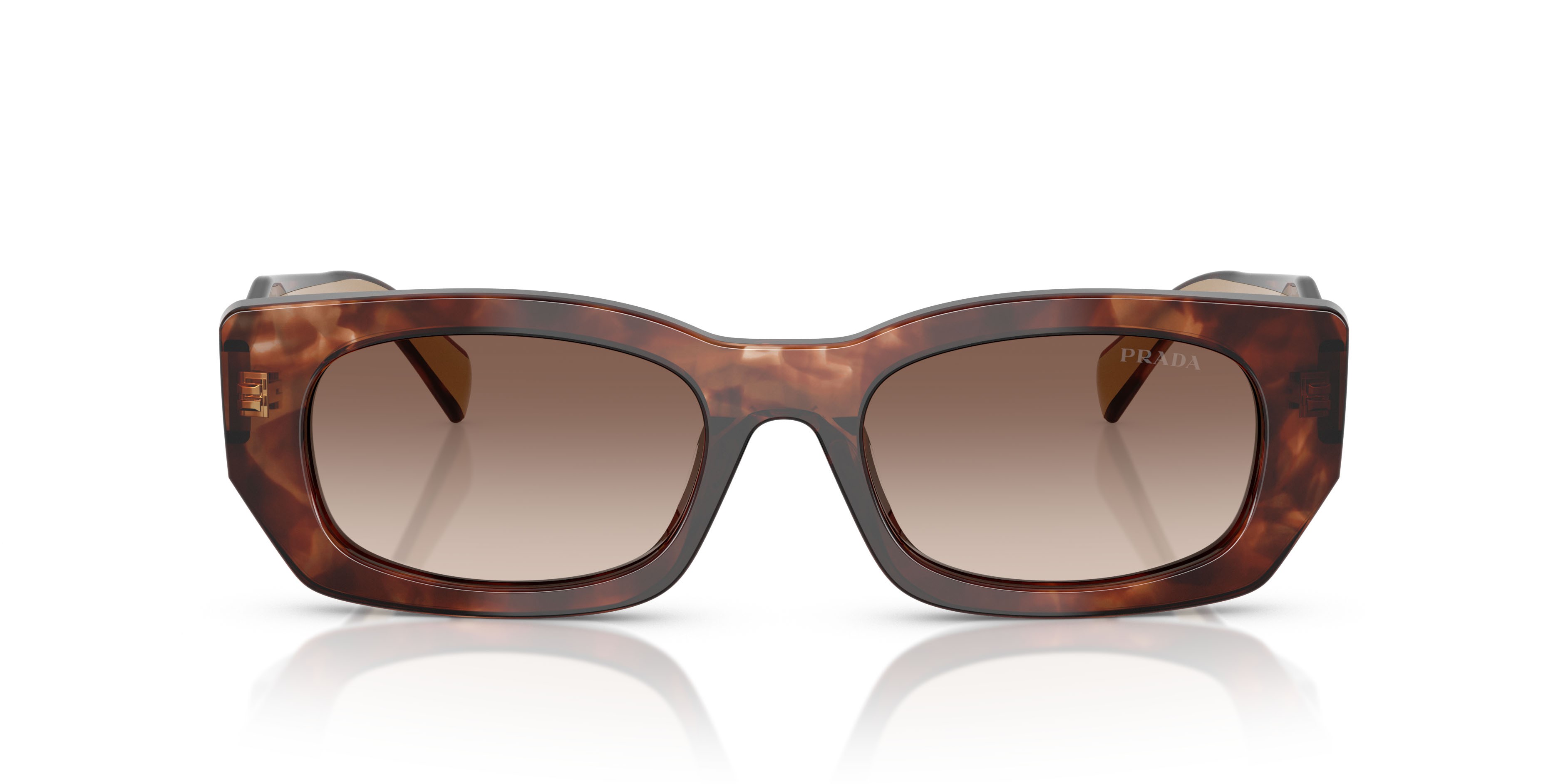 Sunglasses Prada PR B05S (00K10S) color caramello tartarugato shape square lenses marrone sfumato