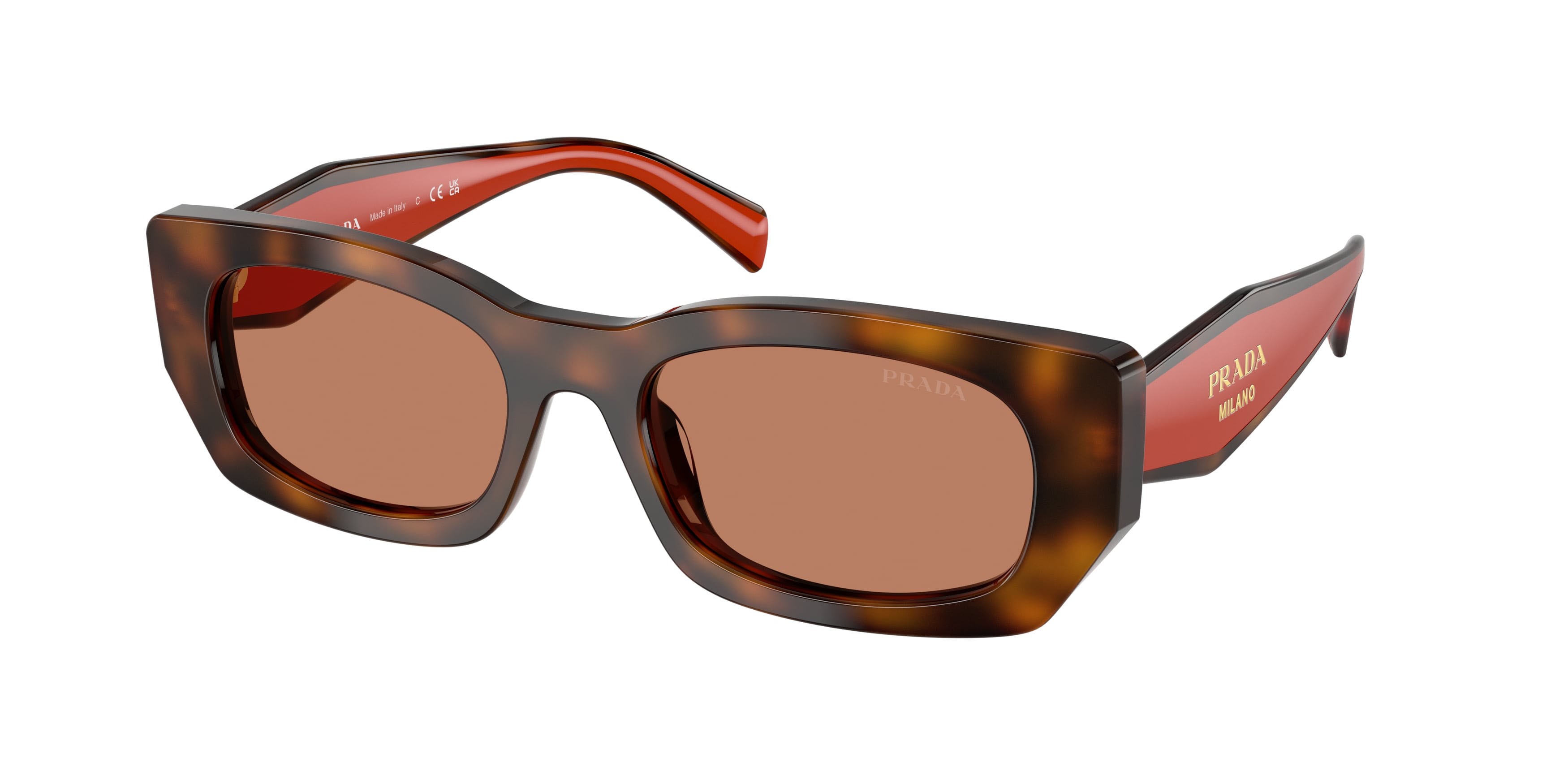 Sunglasses Prada PR B05S (01K90Q) color juniper tortoise/cotto shape square lenses marrone