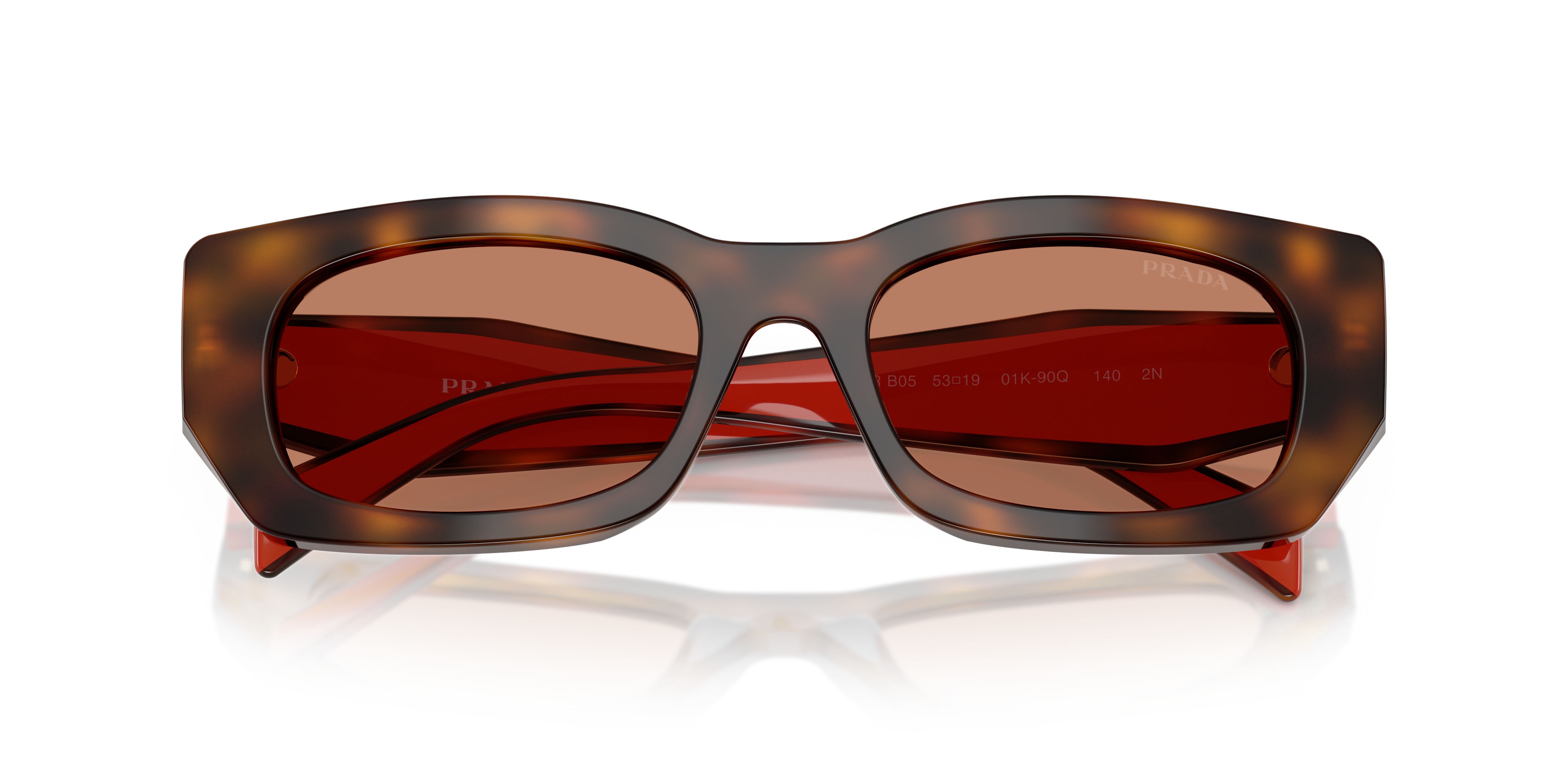 Sunglasses Prada PR B05S (01K90Q) color juniper tortoise/cotto shape square lenses marrone