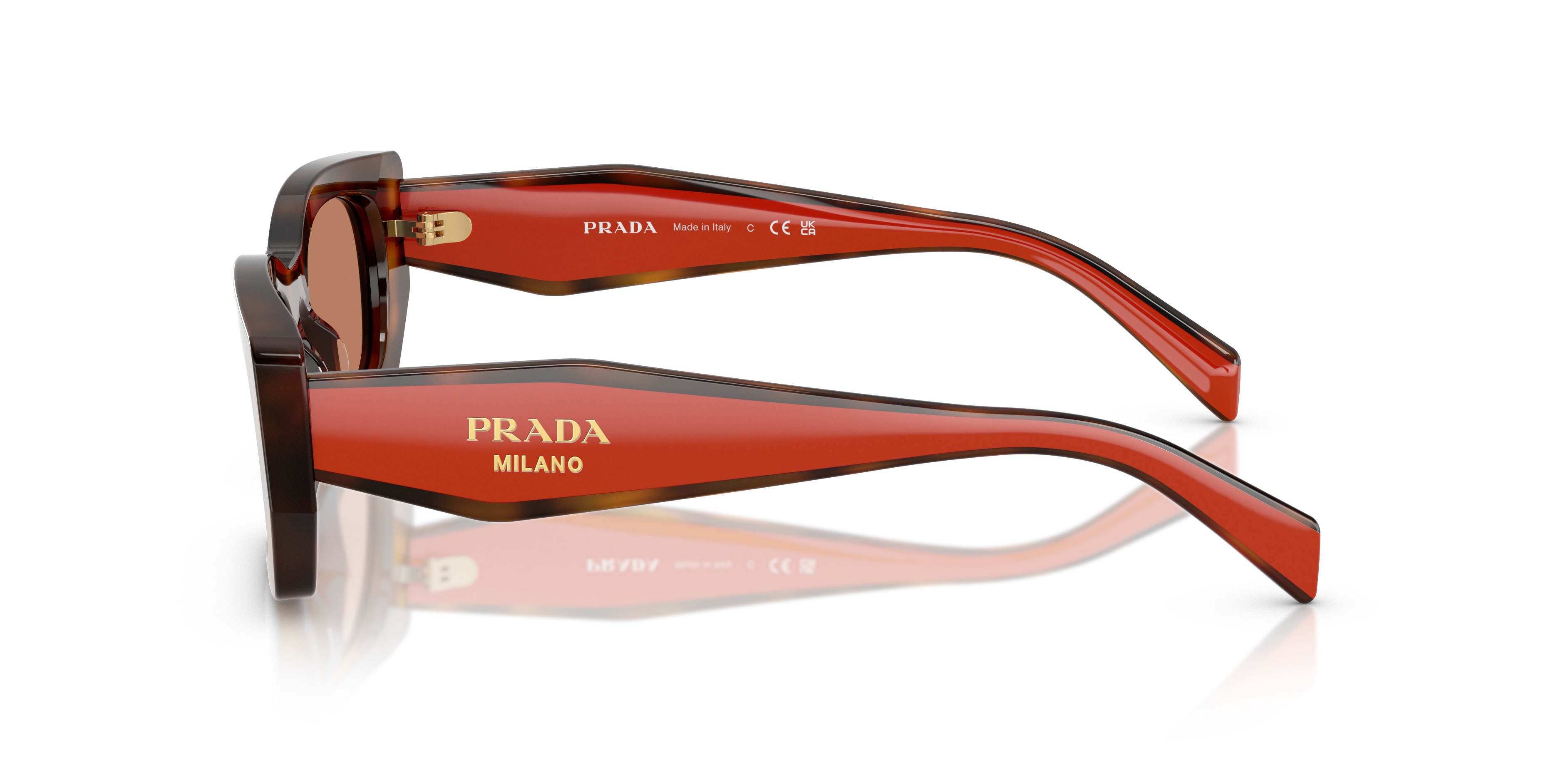 Sunglasses Prada PR B05S (01K90Q) color juniper tortoise/cotto shape square lenses marrone
