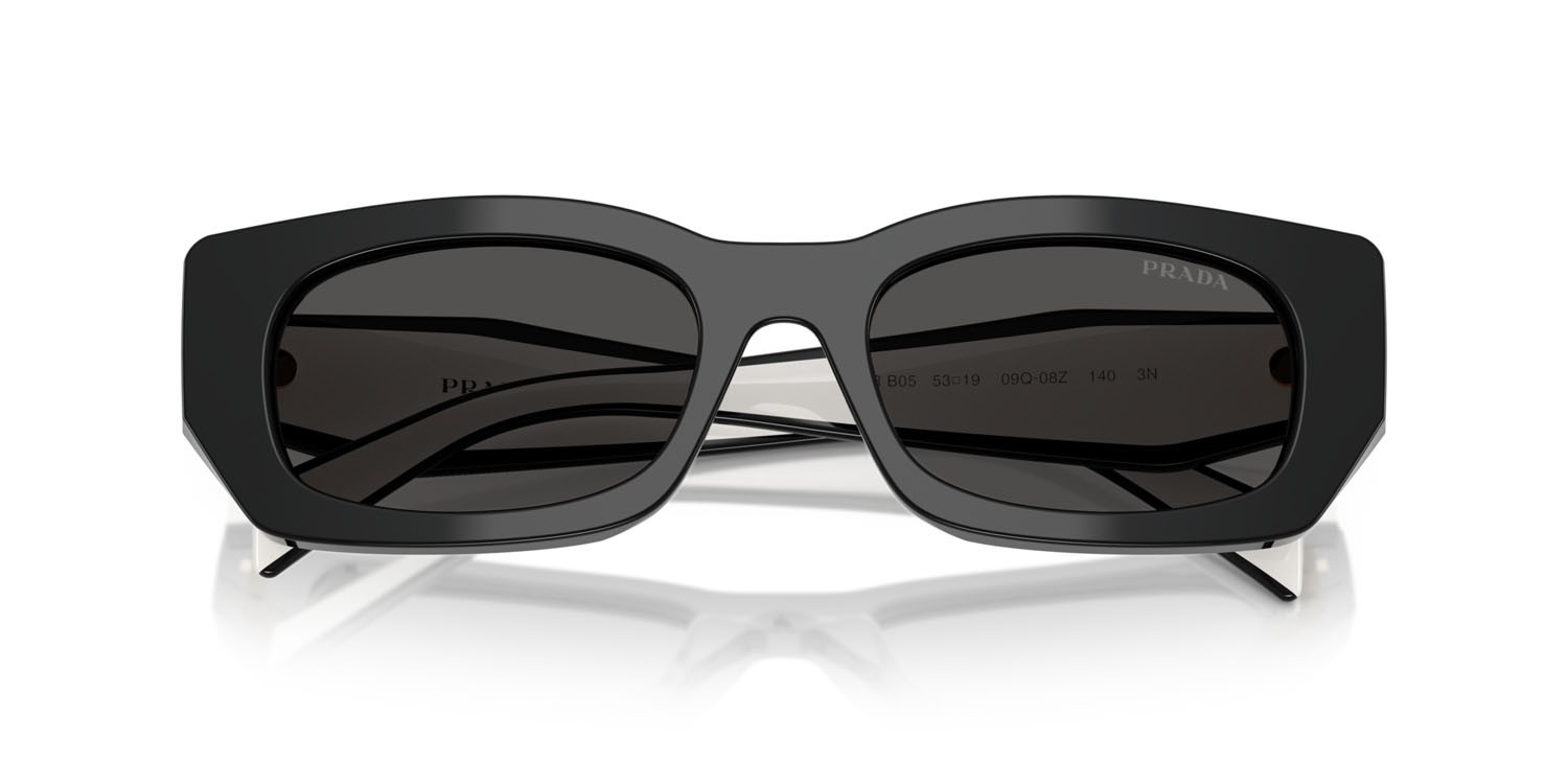 Sunglasses Prada PR B05S (09Q08Z) color nero shape square lenses grigio scuro