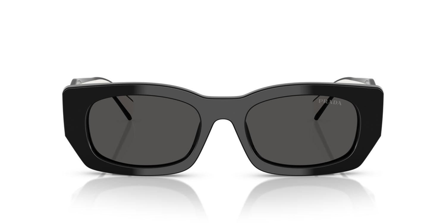 Sunglasses Prada PR B05S (09Q08Z) color nero shape square lenses grigio scuro