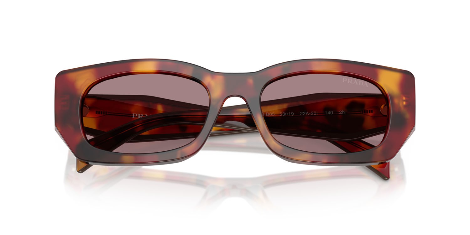 Sunglasses Prada PR B05S (22A20I) color turchese poppy shape square lenses viola chiaro/marrone