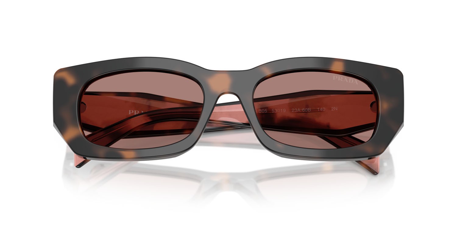 Sunglasses Prada PR B05S (23A60B) color malva tartarugato shape square lenses marrone chiaro