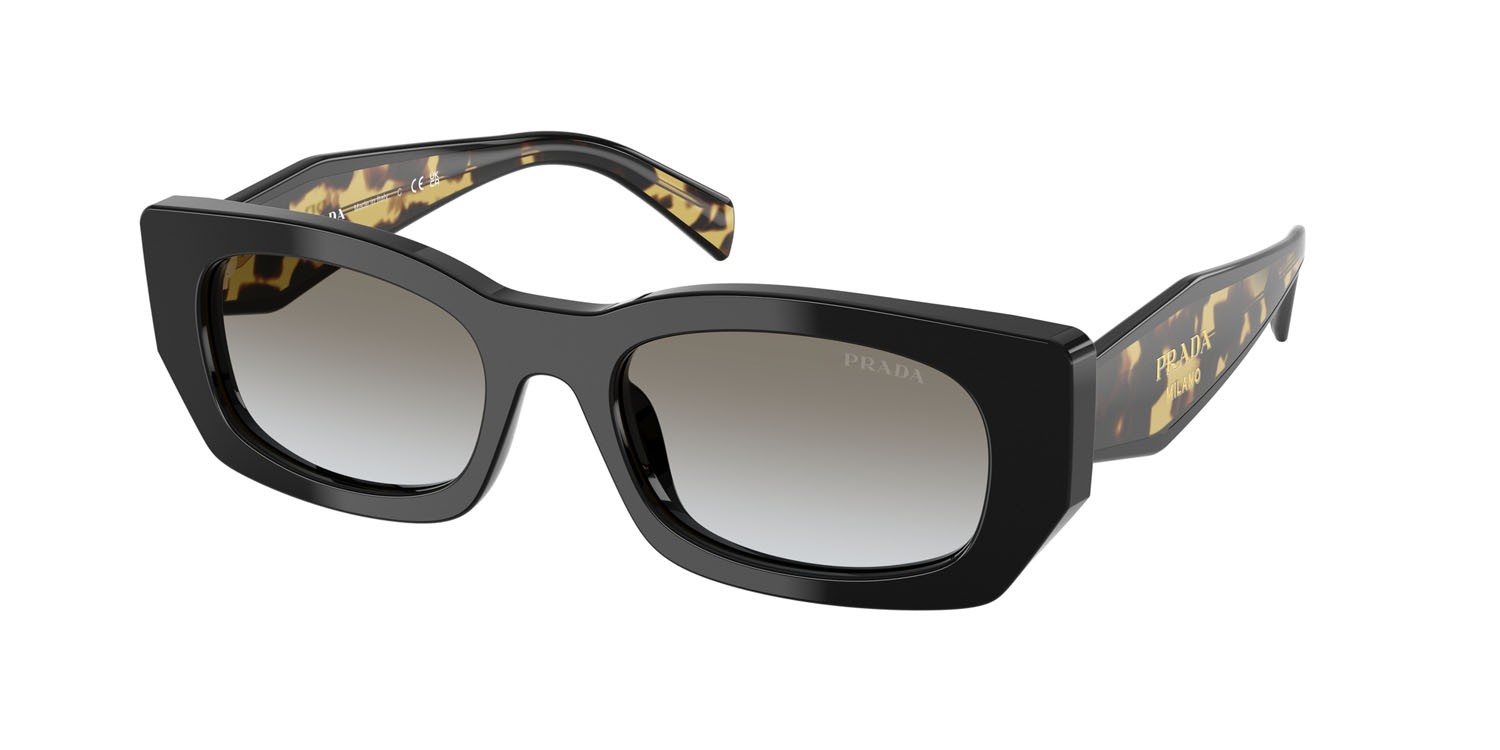 Sunglasses Prada PR B05S (3890A7) color nero shape square lenses sfumato grigio