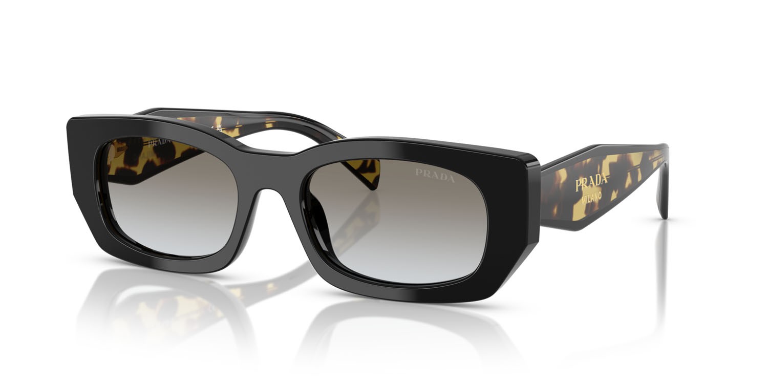 Sunglasses Prada PR B05S (3890A7) color nero shape square lenses sfumato grigio