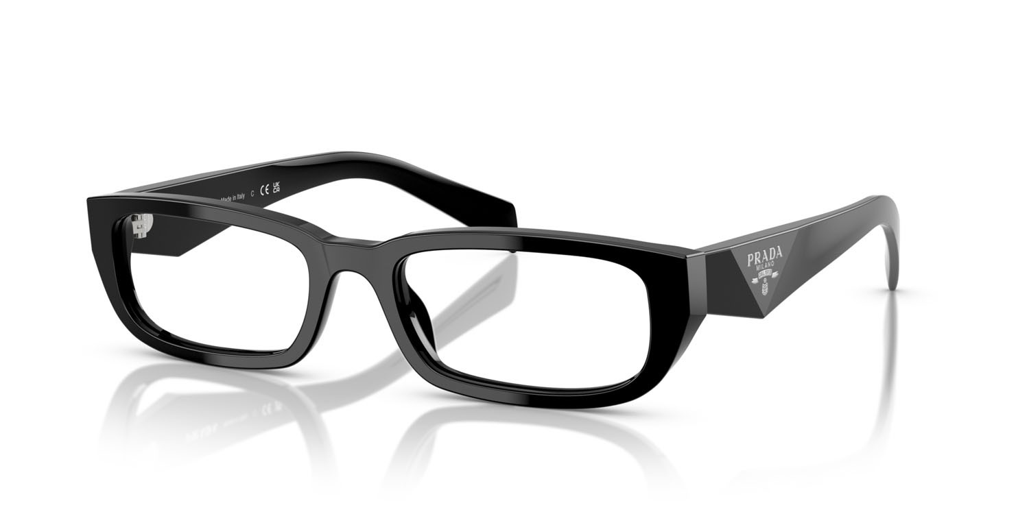 Eyeglasses Prada PR B05V (16K1O1) color nero/argento notte shape rectangle lenses lente demo