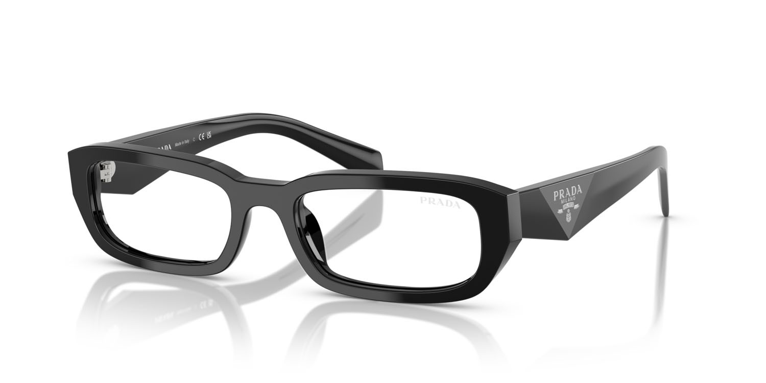 Occhiali da sole Prada PR B06S (16K08N) colore nero forma rettangolare lenti trasparente con filtro anti luce blu