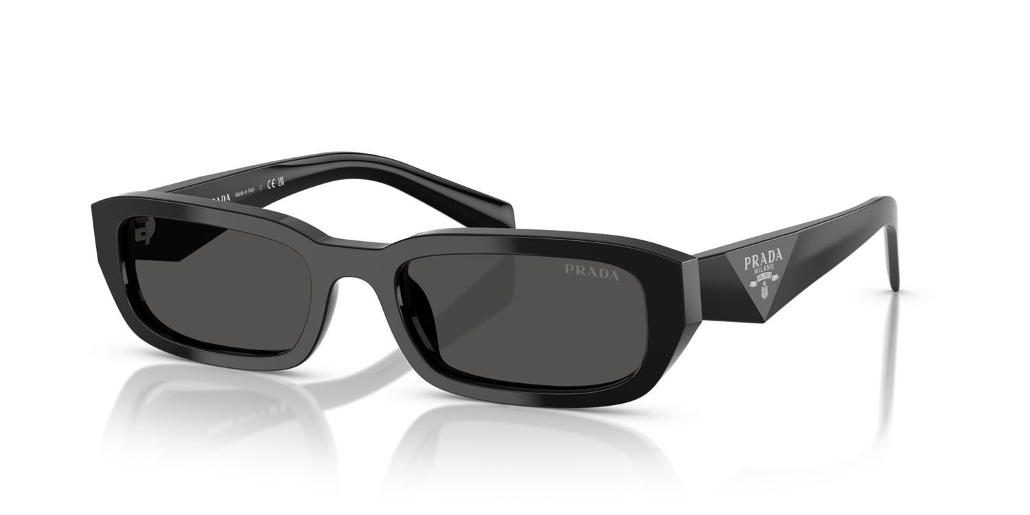 Sunglasses Prada PR B06S (16K08Z) color nero shape rectangle lenses grigio scuro