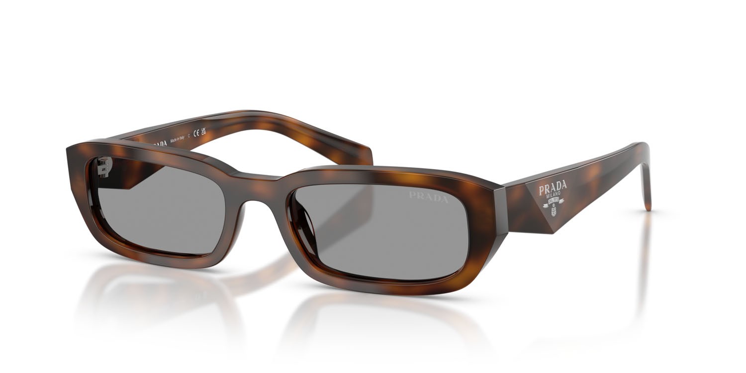 Sunglasses Prada PR B06S (20D50Q) color juniper tartarugato shape rectangle lenses grigio