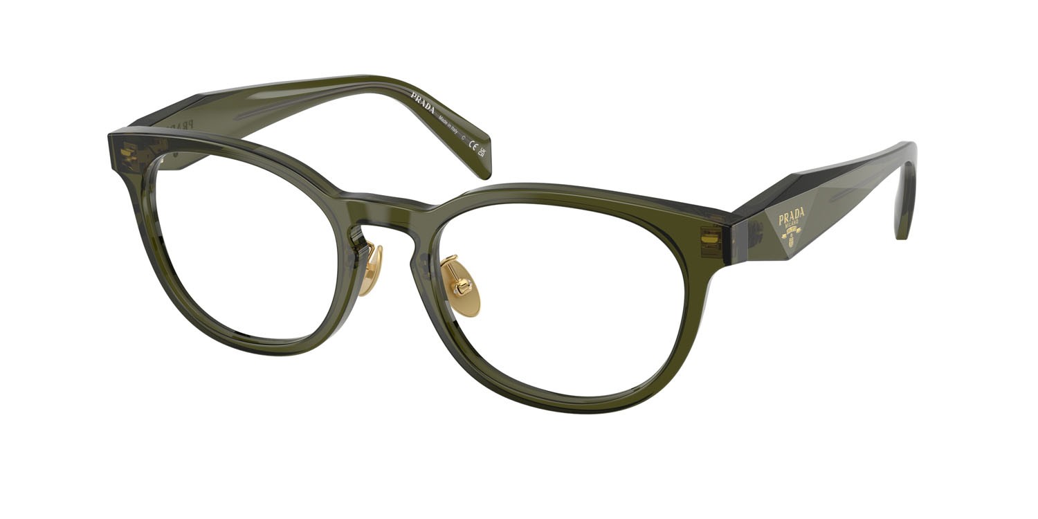 Eyeglasses Prada PR B06VD (19Z1O1) color bottiglia trasparente shape pantos lenses lente demo