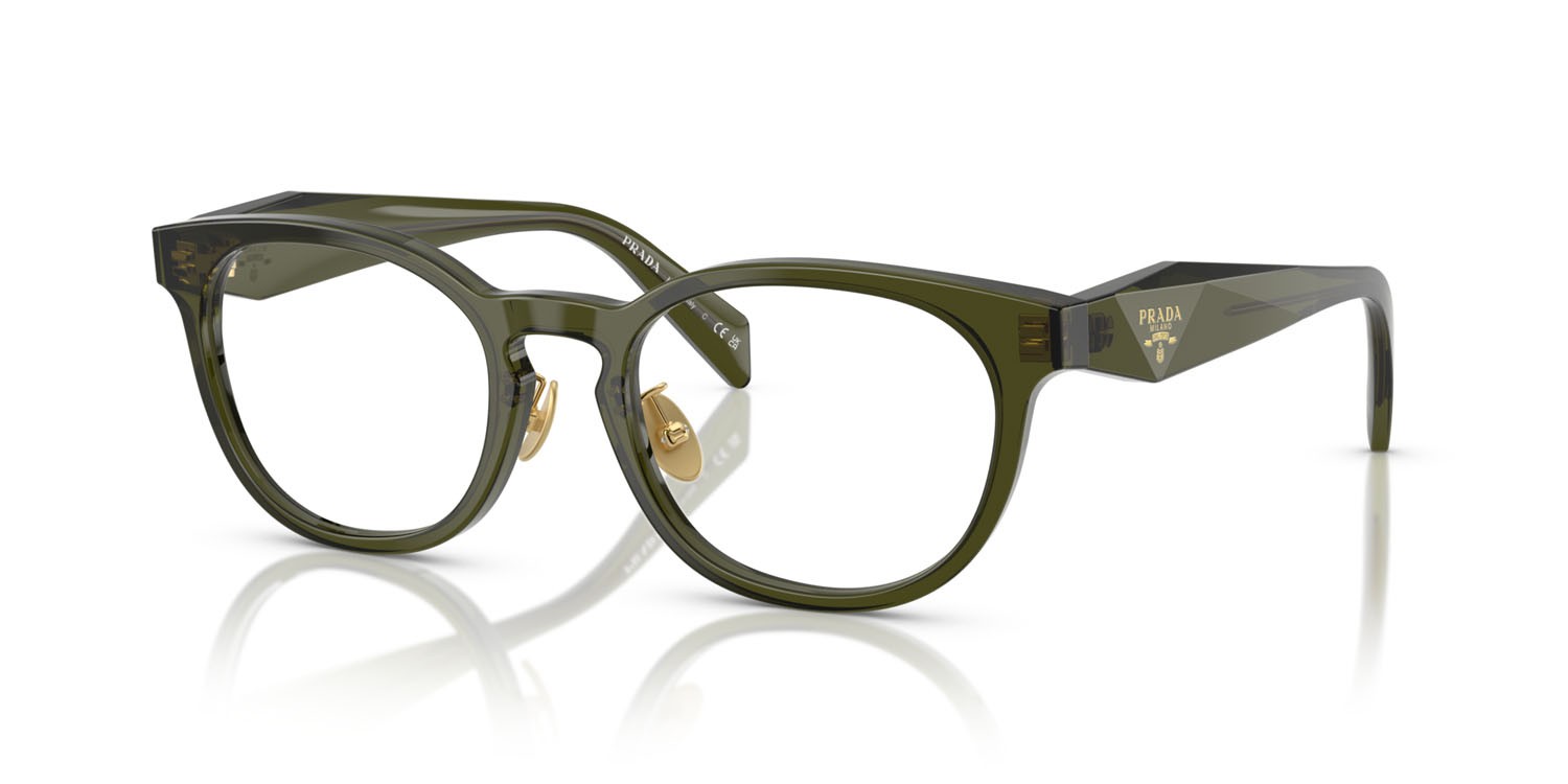 Eyeglasses Prada PR B06VD (19Z1O1) color bottiglia trasparente shape pantos lenses lente demo