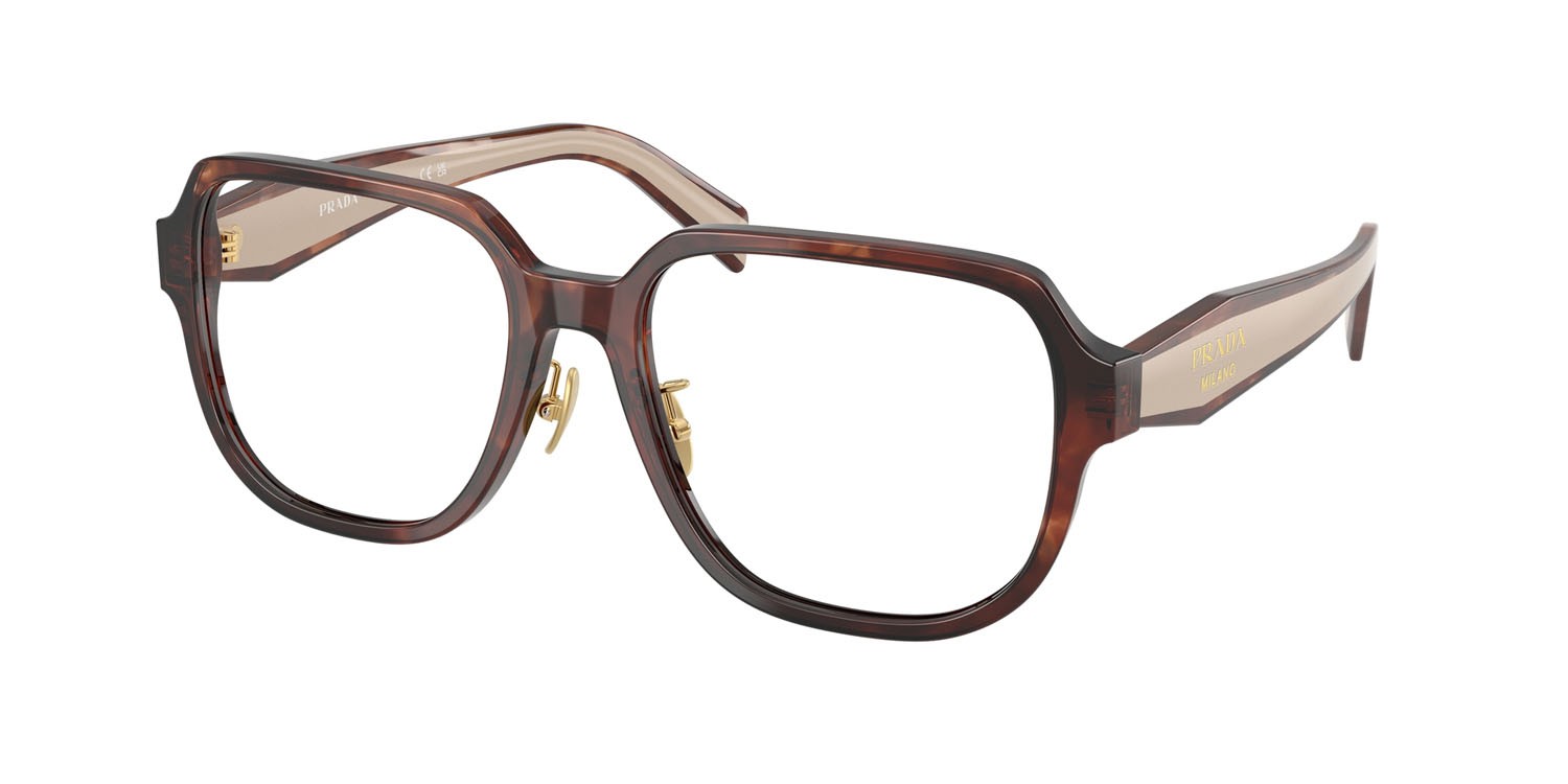 Eyeglasses Prada PR B07VD (07R1O1) color caramello havana shape square lenses lente demo