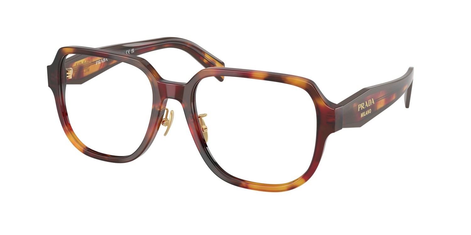 Eyeglasses Prada PR B07VD (22A1O1) color papavero tartarugato/bordeaux shape square lenses lente demo