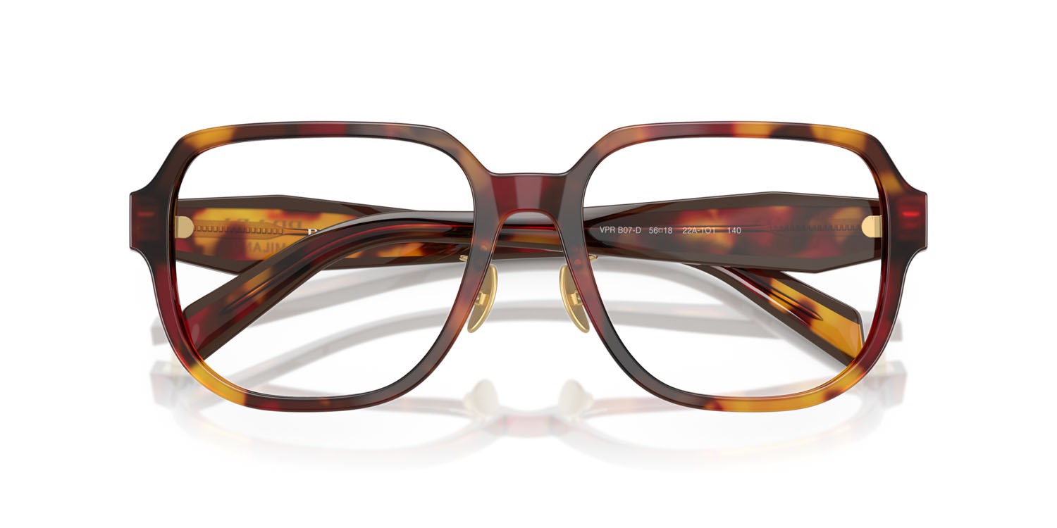 Eyeglasses Prada PR B07VD (22A1O1) color papavero tartarugato/bordeaux shape square lenses lente demo