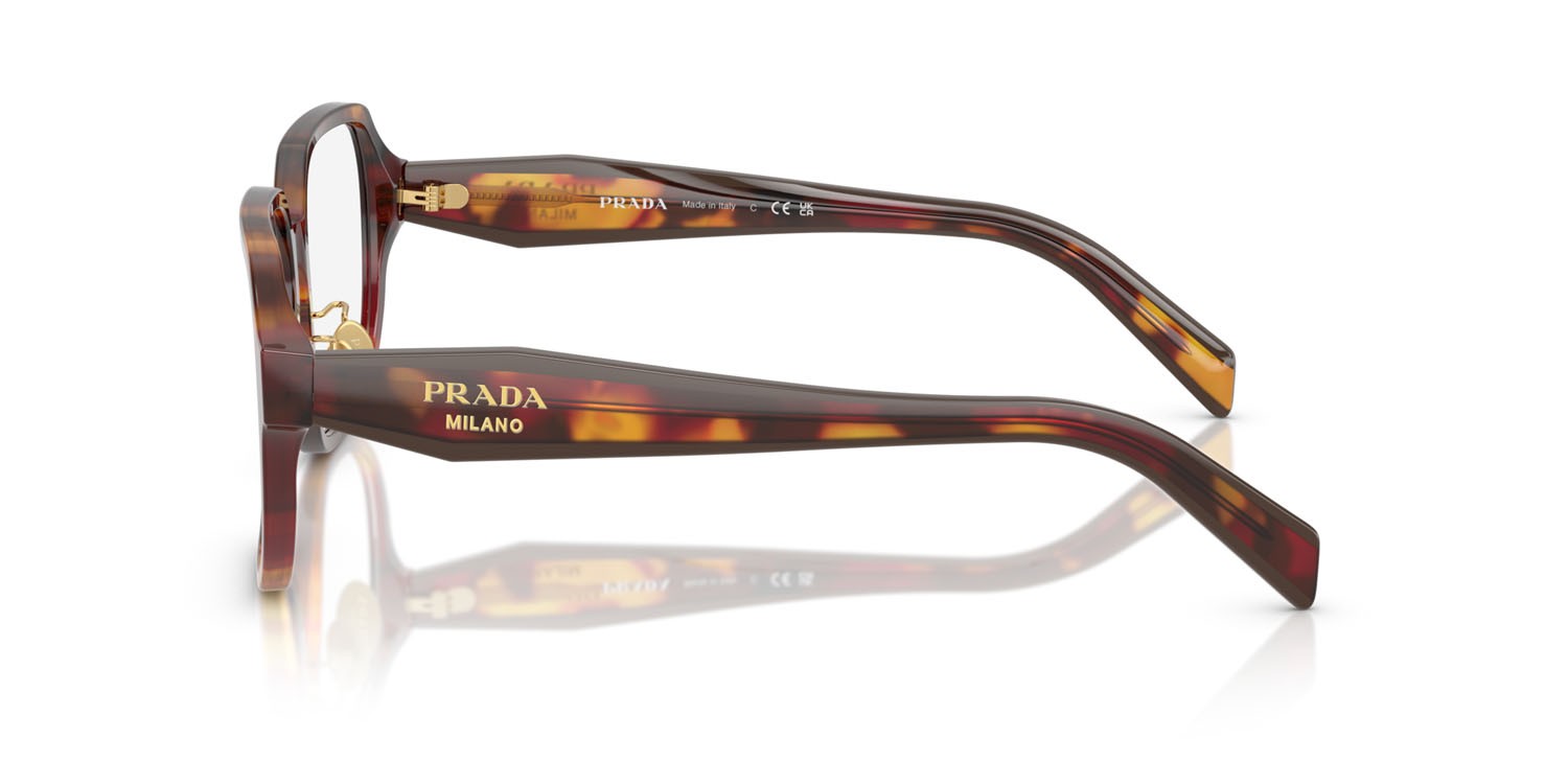 Eyeglasses Prada PR B07VD (22A1O1) color papavero tartarugato/bordeaux shape square lenses lente demo