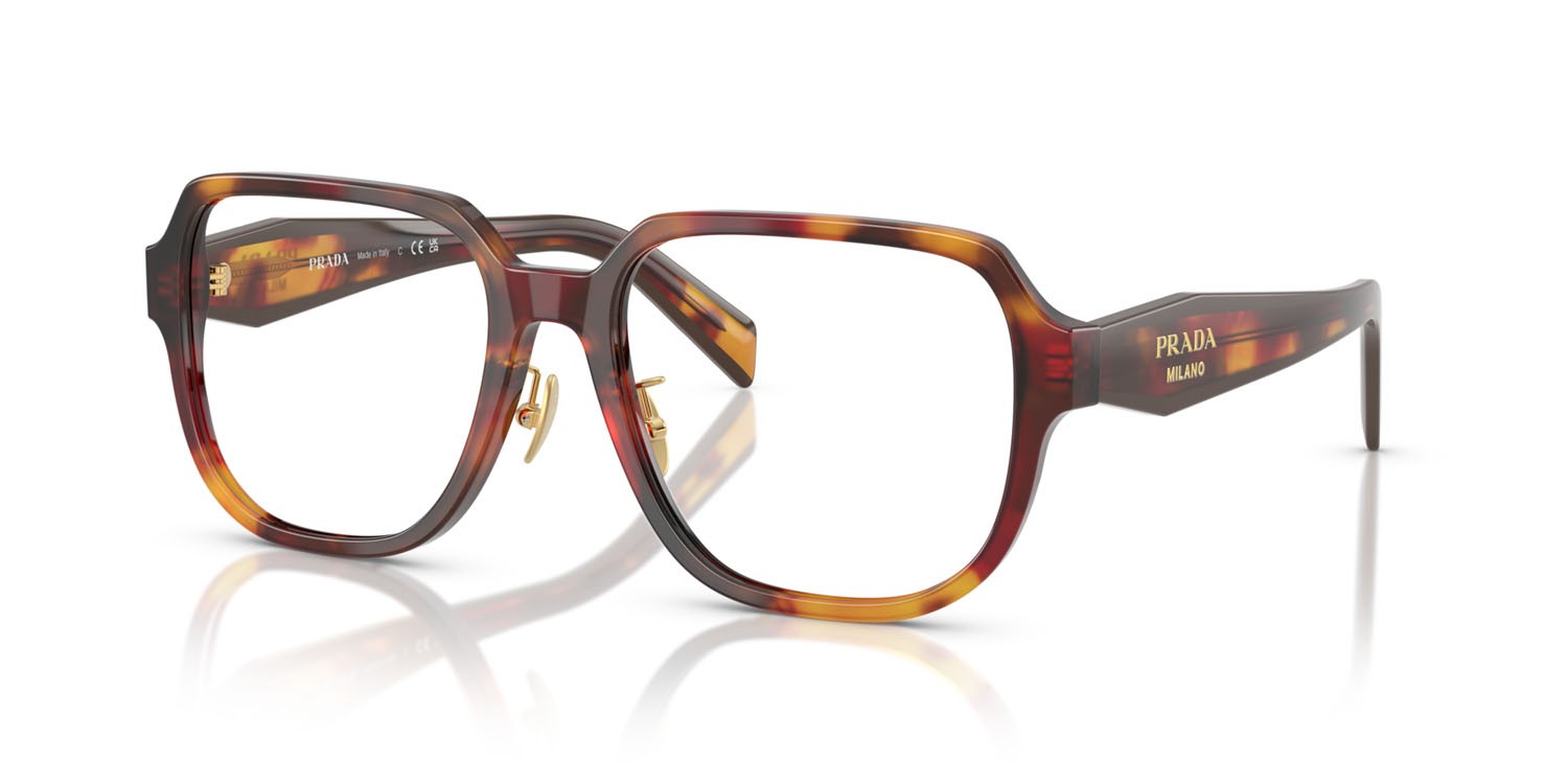 Eyeglasses Prada PR B07VD (22A1O1) color papavero tartarugato/bordeaux shape square lenses lente demo