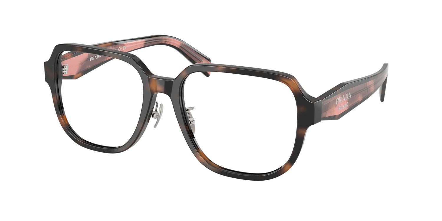 Eyeglasses Prada PR B07VD (23A1O1) color malva tartarugato shape square lenses lente demo