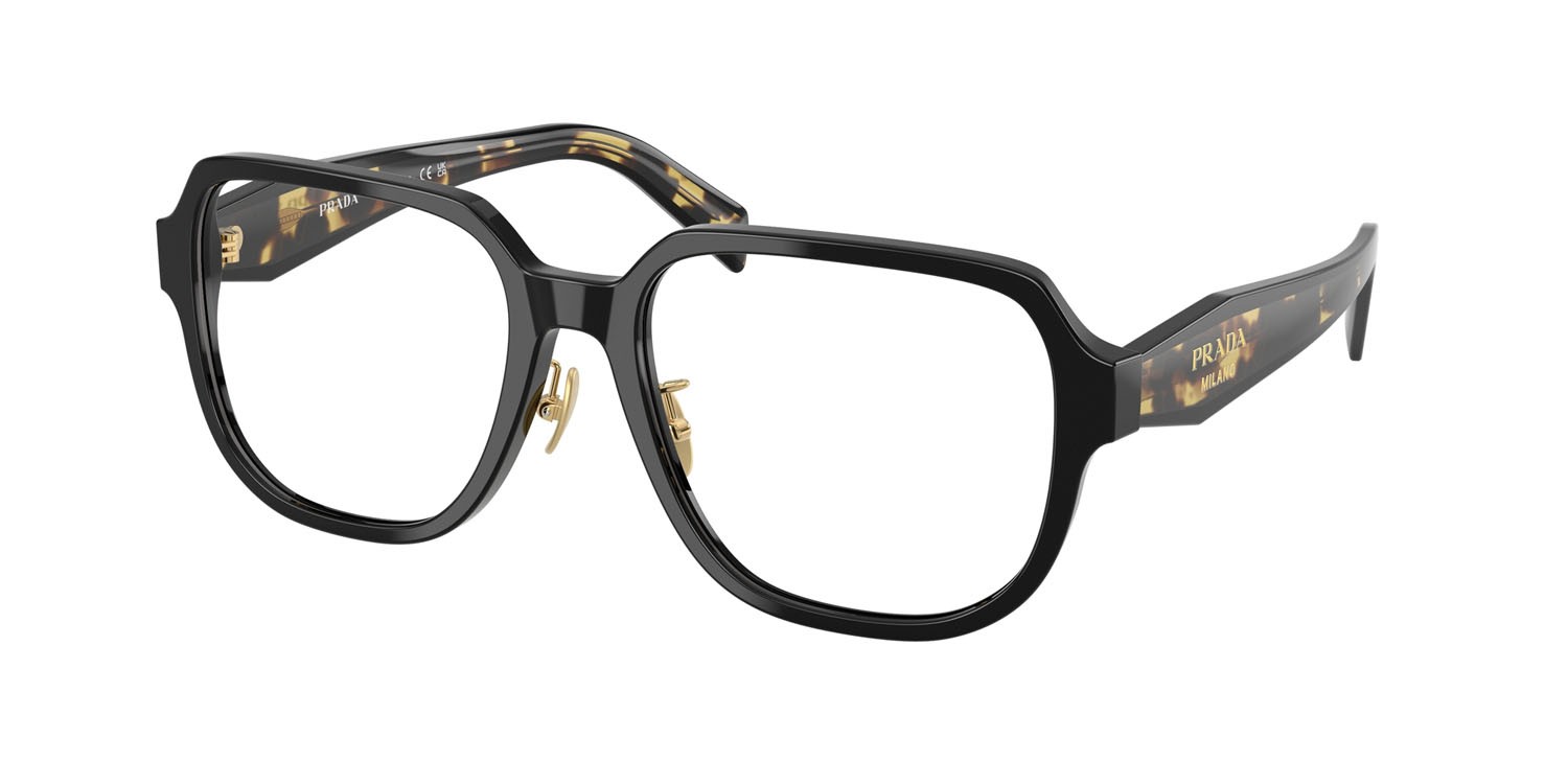 Eyeglasses Prada PR B07VD (3891O1) color nero/tartarugato medio shape square lenses lente demo