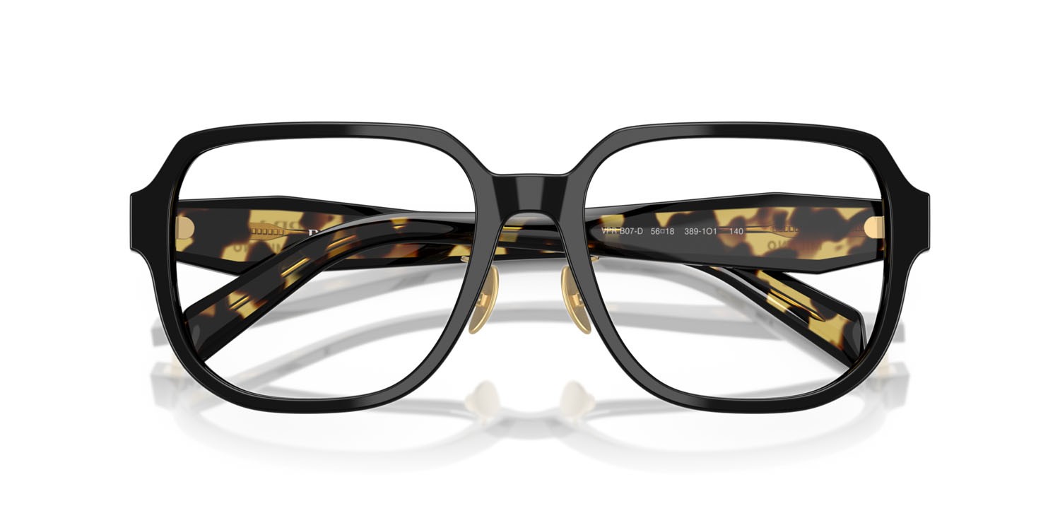 Eyeglasses Prada PR B07VD (3891O1) color nero/tartarugato medio shape square lenses lente demo