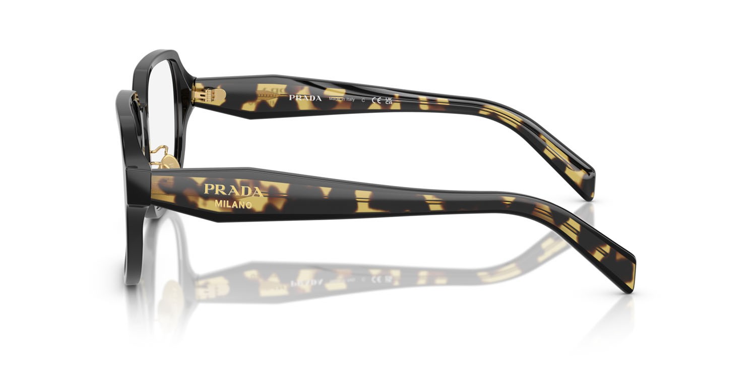 Eyeglasses Prada PR B07VD (3891O1) color nero/tartarugato medio shape square lenses lente demo