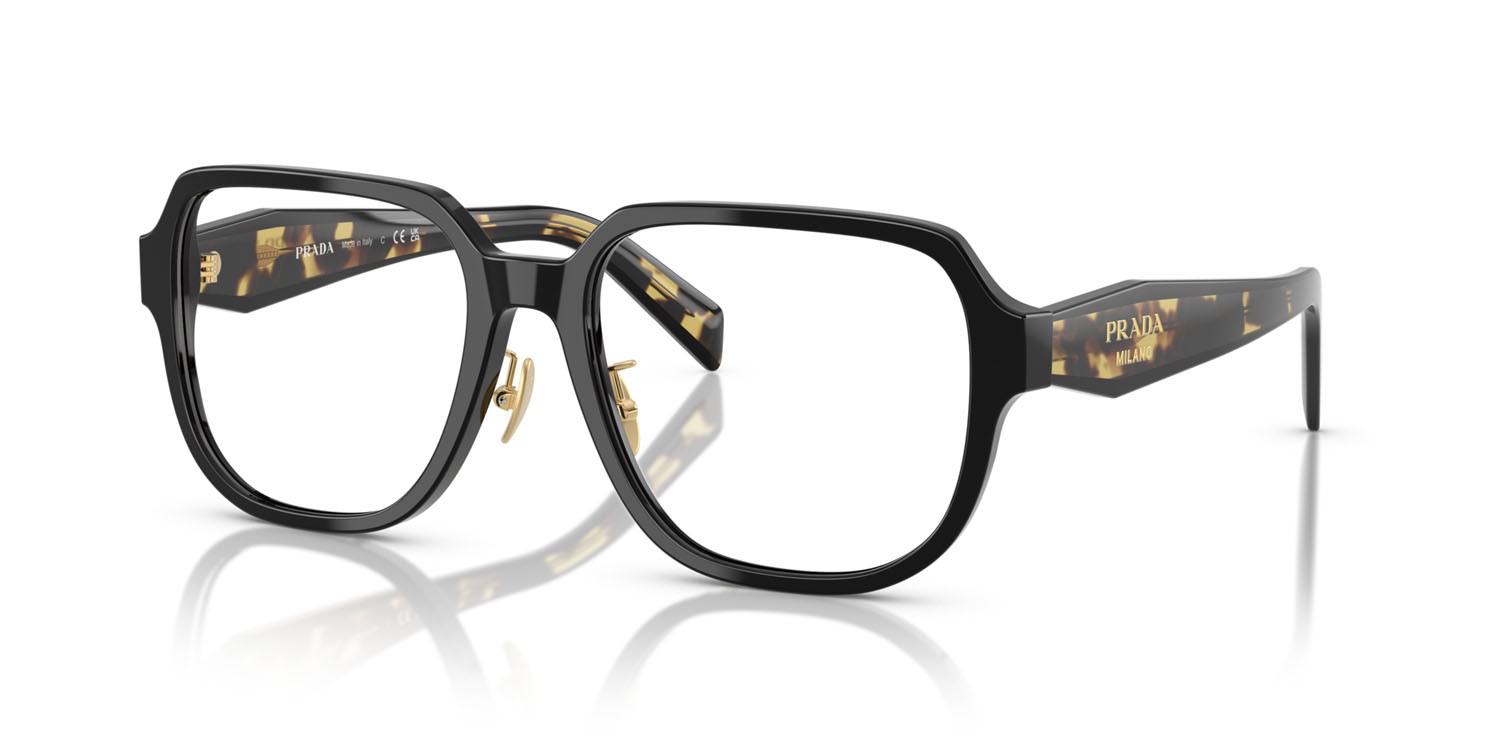Eyeglasses Prada PR B07VD (3891O1) color nero/tartarugato medio shape square lenses lente demo