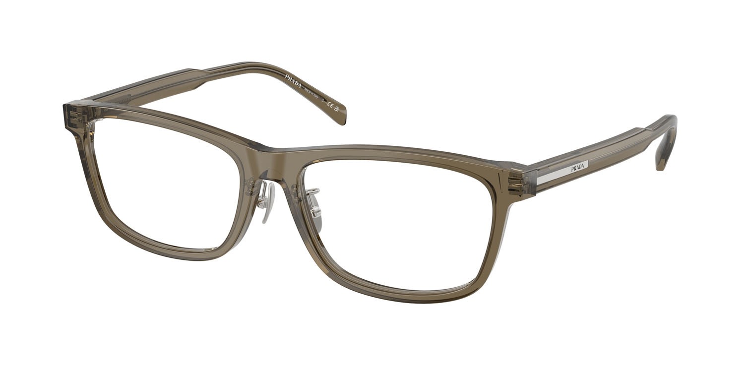 Eyeglasses Prada PR B08VD (18T1O1) color marrone trasparente shape rectangle lenses lente demo