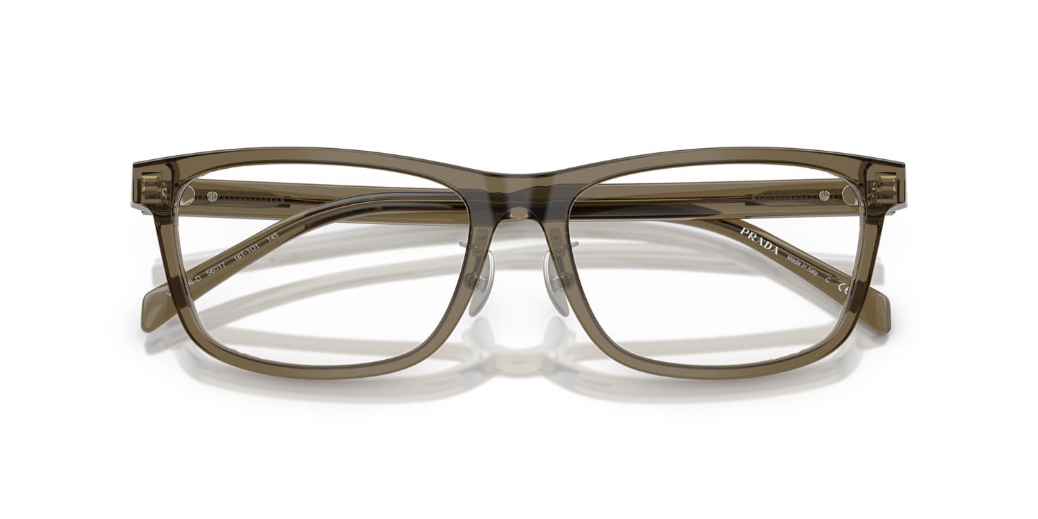 Eyeglasses Prada PR B08VD (18T1O1) color marrone trasparente shape rectangle lenses lente demo