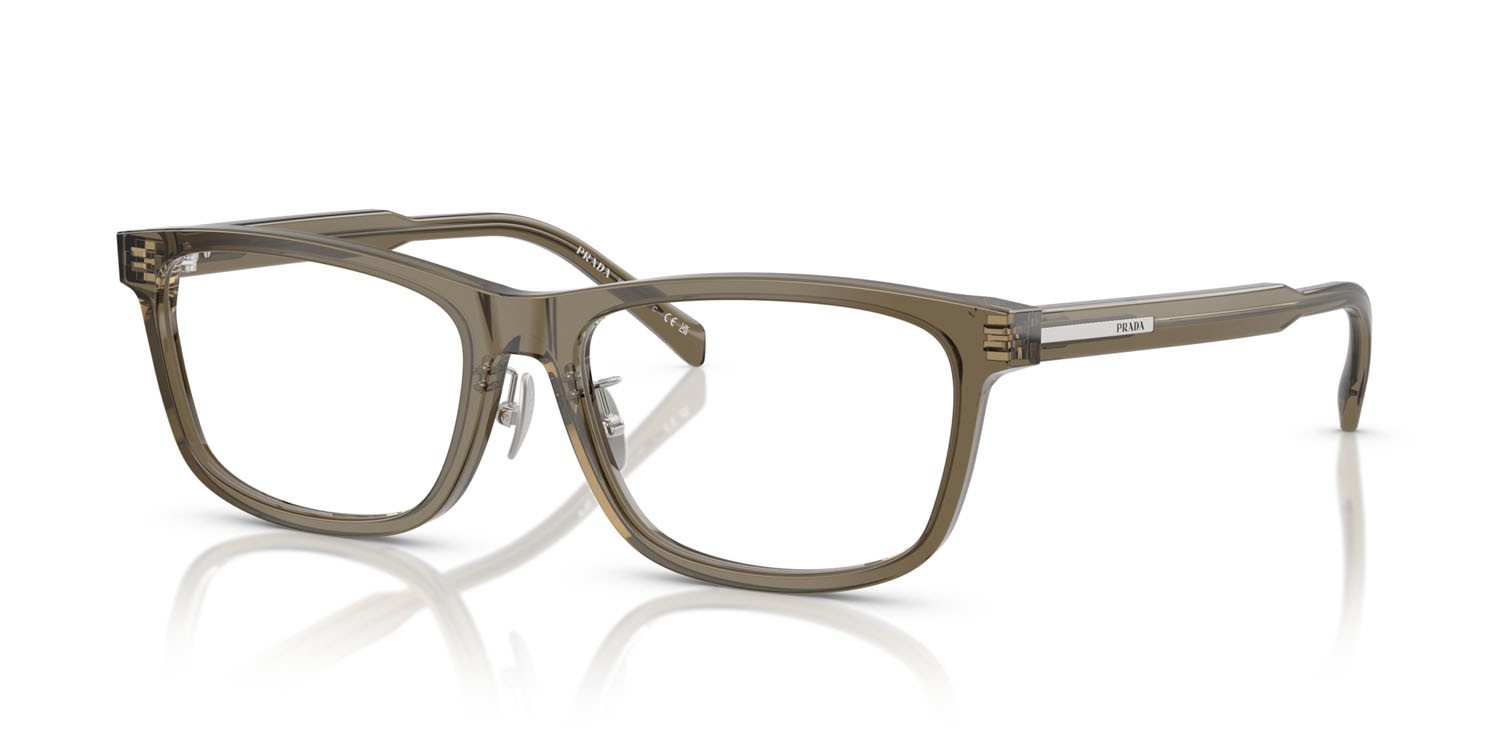Eyeglasses Prada PR B08VD (18T1O1) color marrone trasparente shape rectangle lenses lente demo