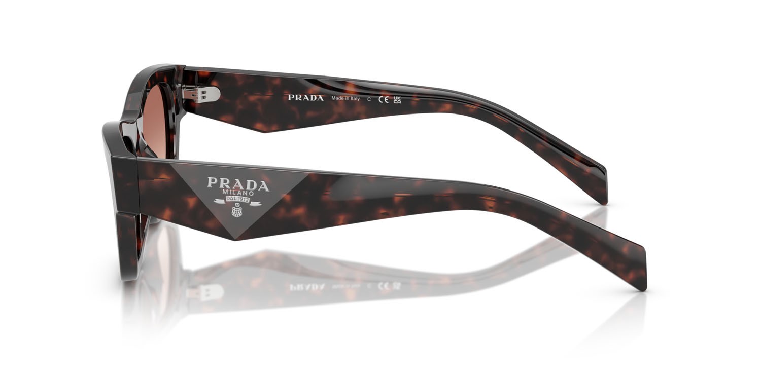 Occhiali da sole Prada PR B09S (17N50L) colore root tartarugato forma farfalla lenti light brown gradient bordeaux