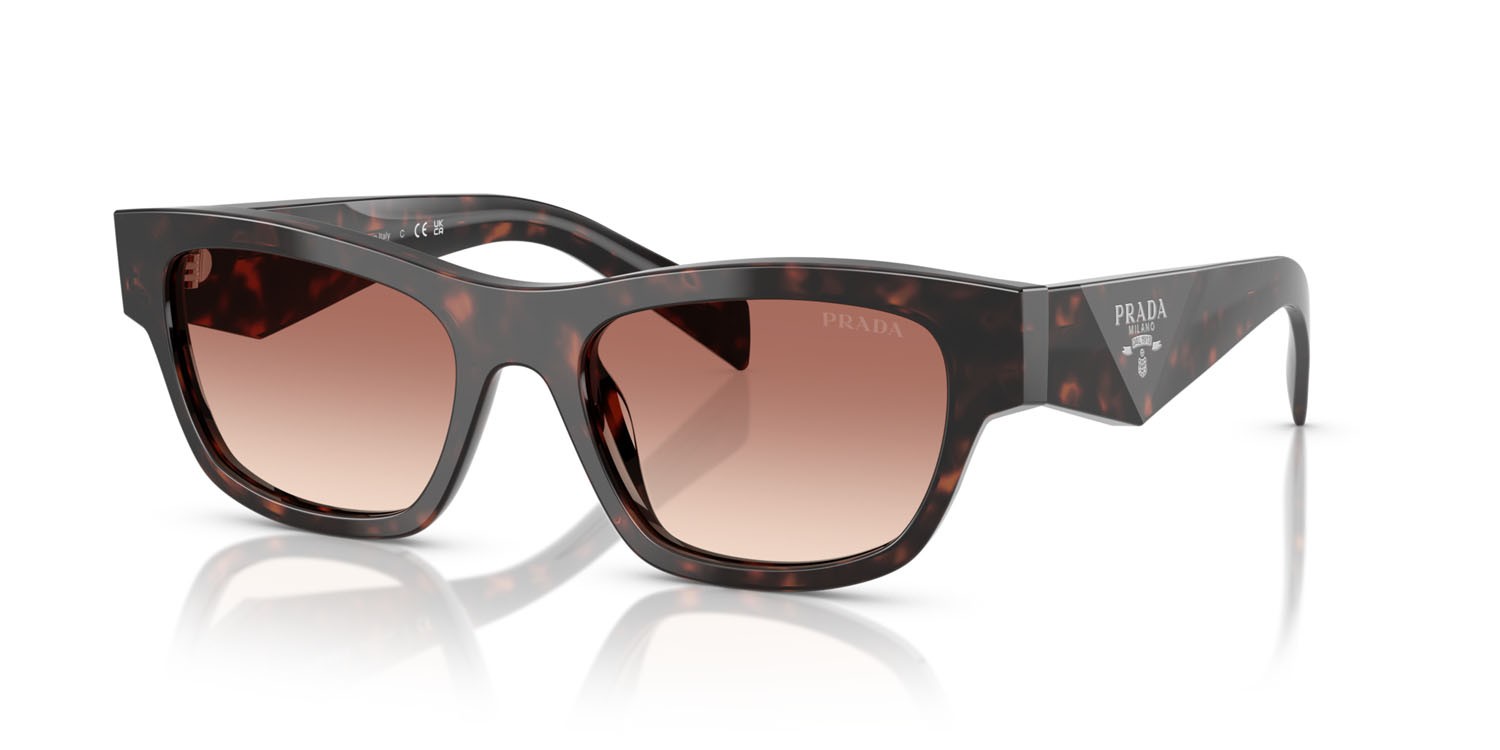 Occhiali da sole Prada PR B09S (17N50L) colore root tartarugato forma farfalla lenti light brown gradient bordeaux
