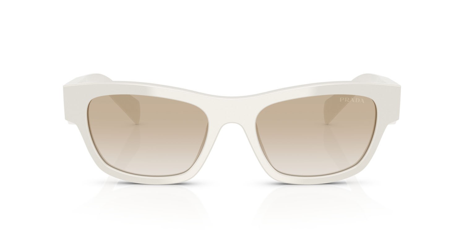 Sunglasses Prada PR B09S (26A80M) color rosa pastello shape butterfly lenses trasparente sfumato grigio chiaro