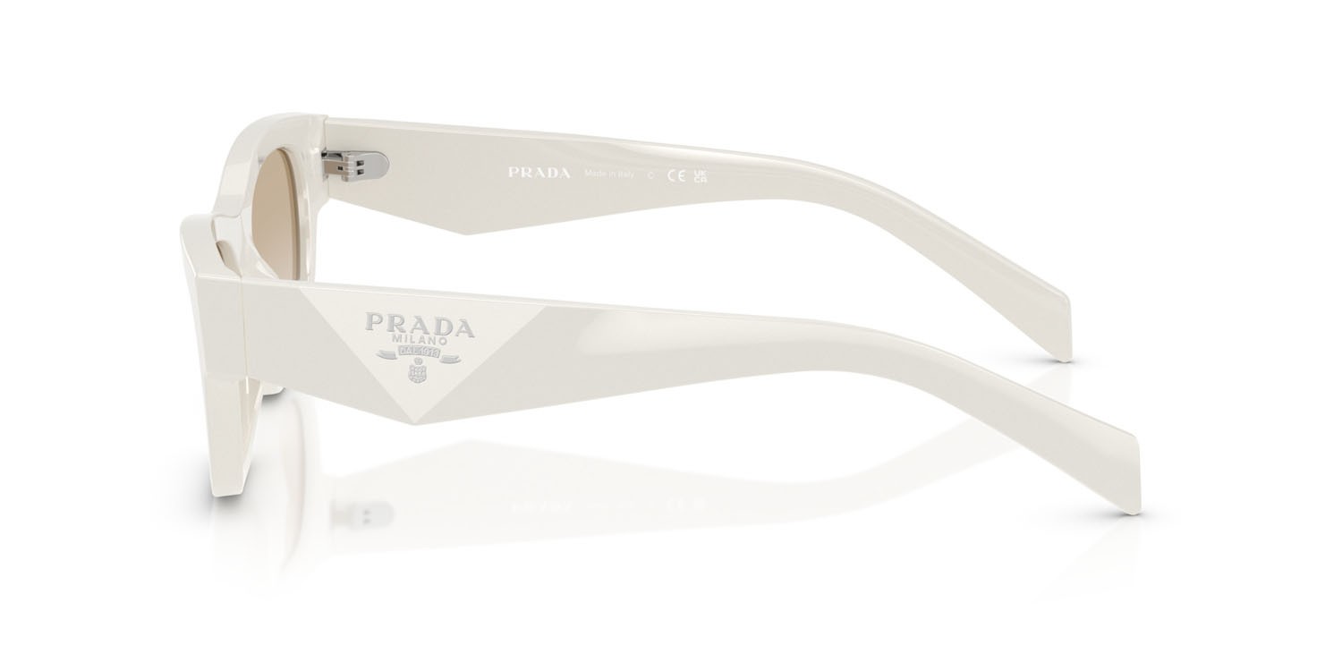 Sunglasses Prada PR B09S (26A80M) color rosa pastello shape butterfly lenses trasparente sfumato grigio chiaro