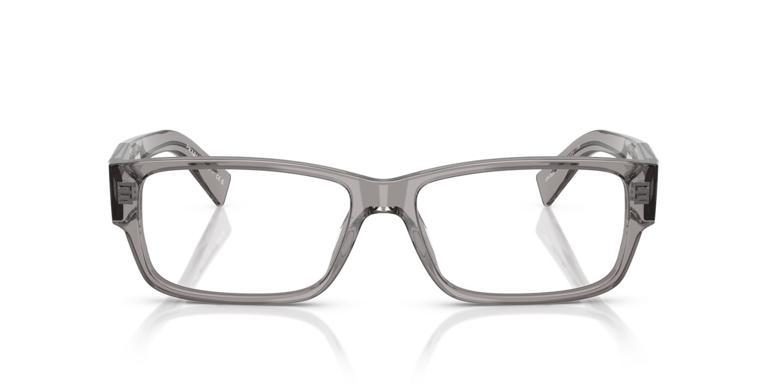 Eyeglasses Prada PR B09V (16Z1O1) color grigio trasparente shape rectangle lenses lente demo