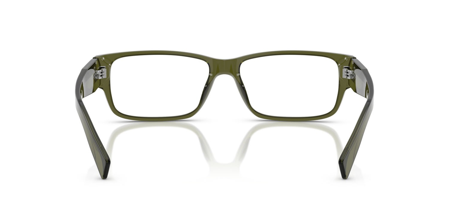 Eyeglasses Prada PR B09V (25A1O1) color verde trasparente shape rectangle lenses lente demo