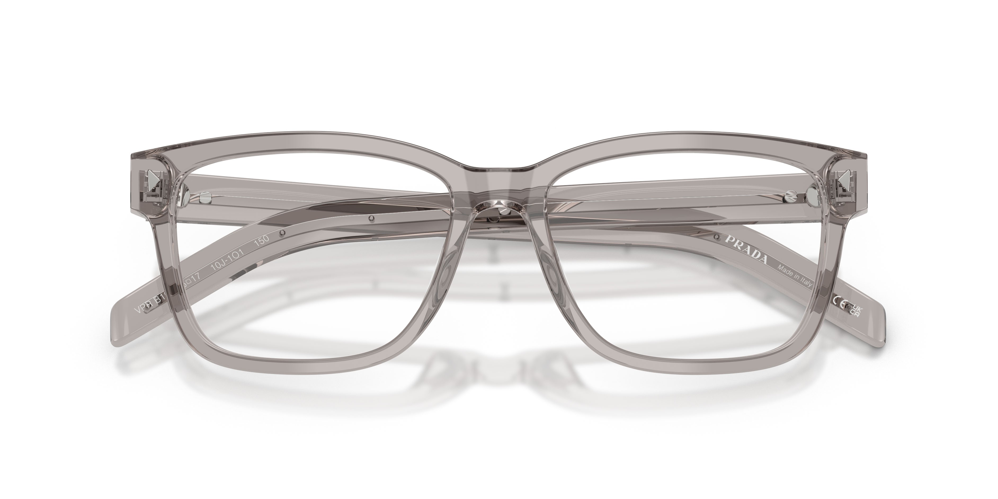 Eyeglasses Prada PR B10V (10J1O1) color hematite shape rectangle lenses lente demo