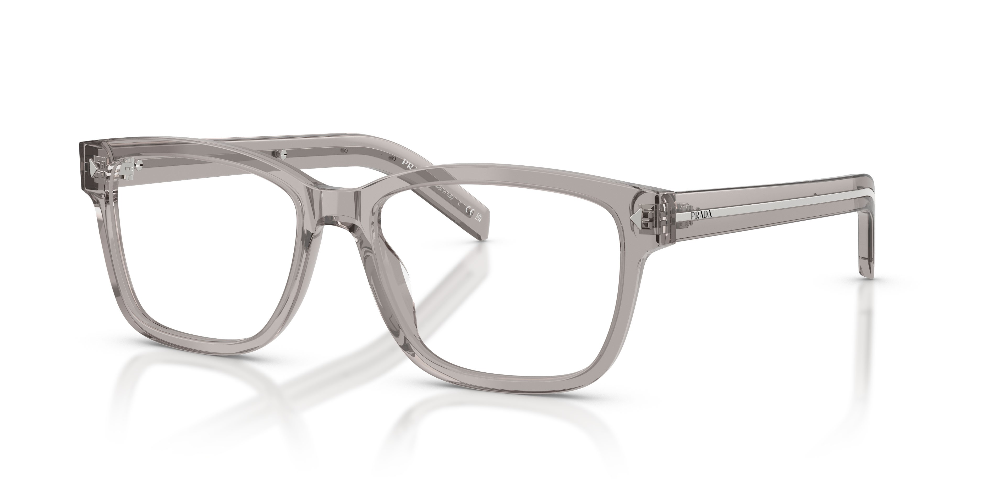 Eyeglasses Prada PR B10V (10J1O1) color hematite shape rectangle lenses lente demo