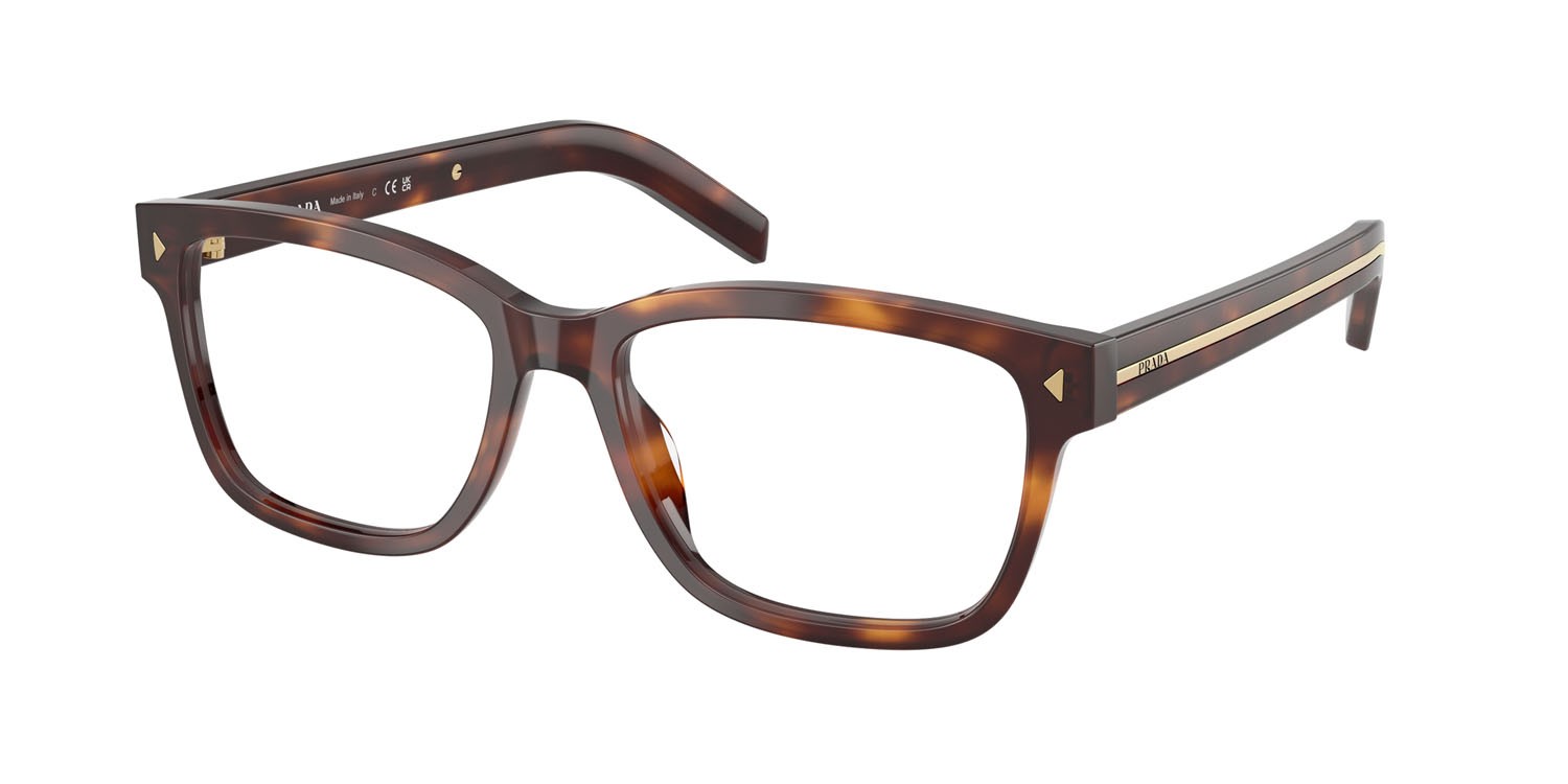 Eyeglasses Prada PR B10V (15W1O1) color havana shape rectangle lenses lente demo