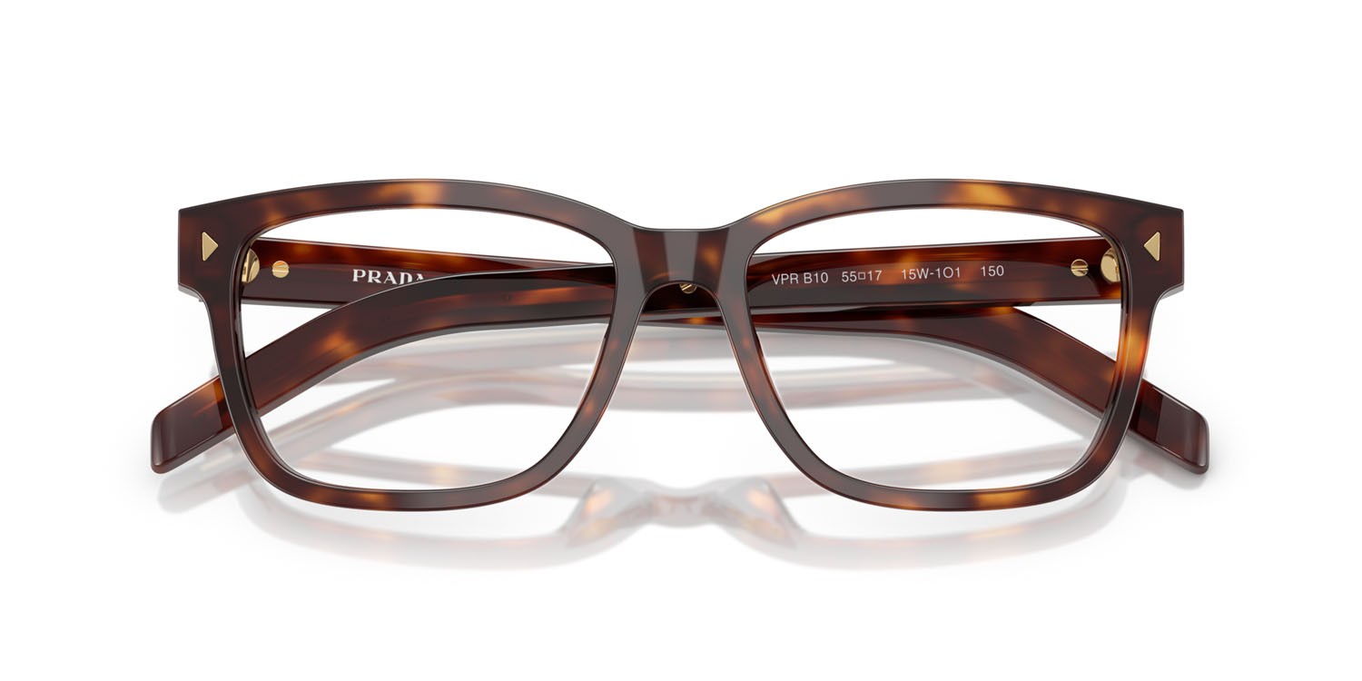 Eyeglasses Prada PR B10V (15W1O1) color havana shape rectangle lenses lente demo