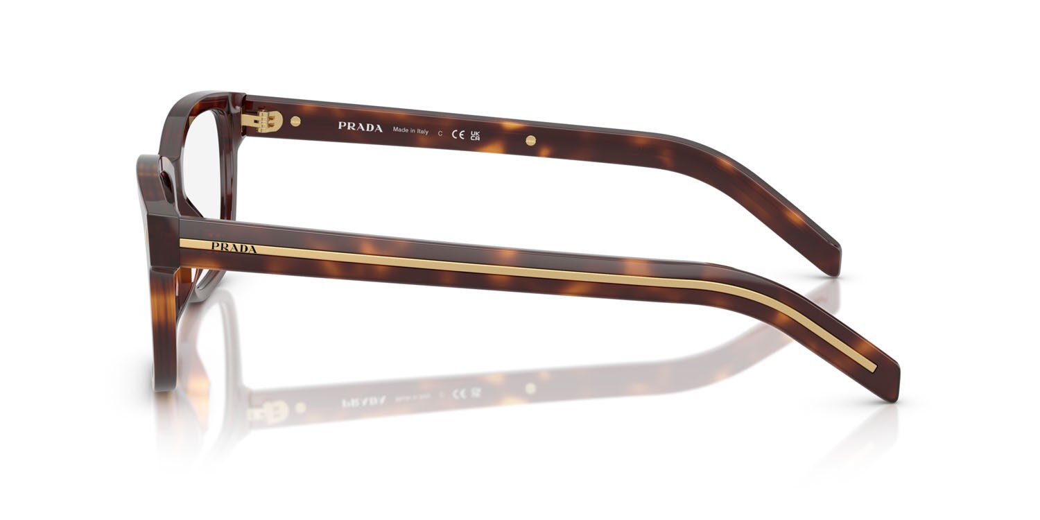Eyeglasses Prada PR B10V (15W1O1) color havana shape rectangle lenses lente demo