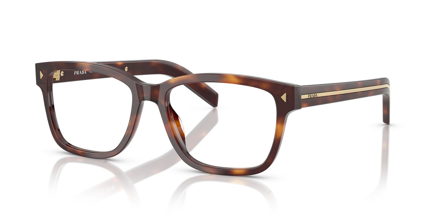 Eyeglasses Prada PR B10V (15W1O1) color havana shape rectangle lenses lente demo