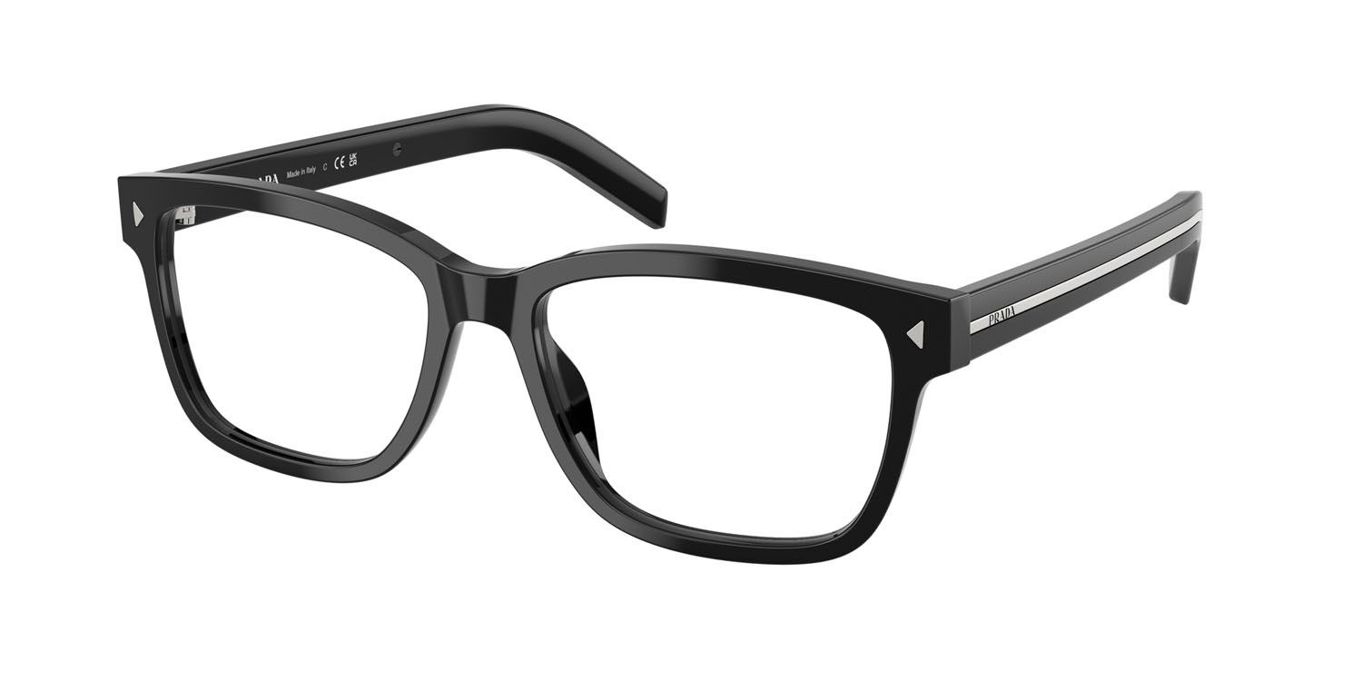 Eyeglasses Prada PR B10V (16K1O1) color nero shape rectangle lenses lente demo