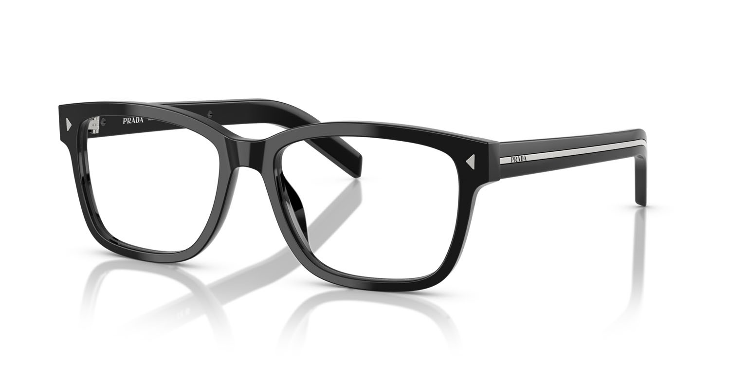 Eyeglasses Prada PR B10V (16K1O1) color nero shape rectangle lenses lente demo