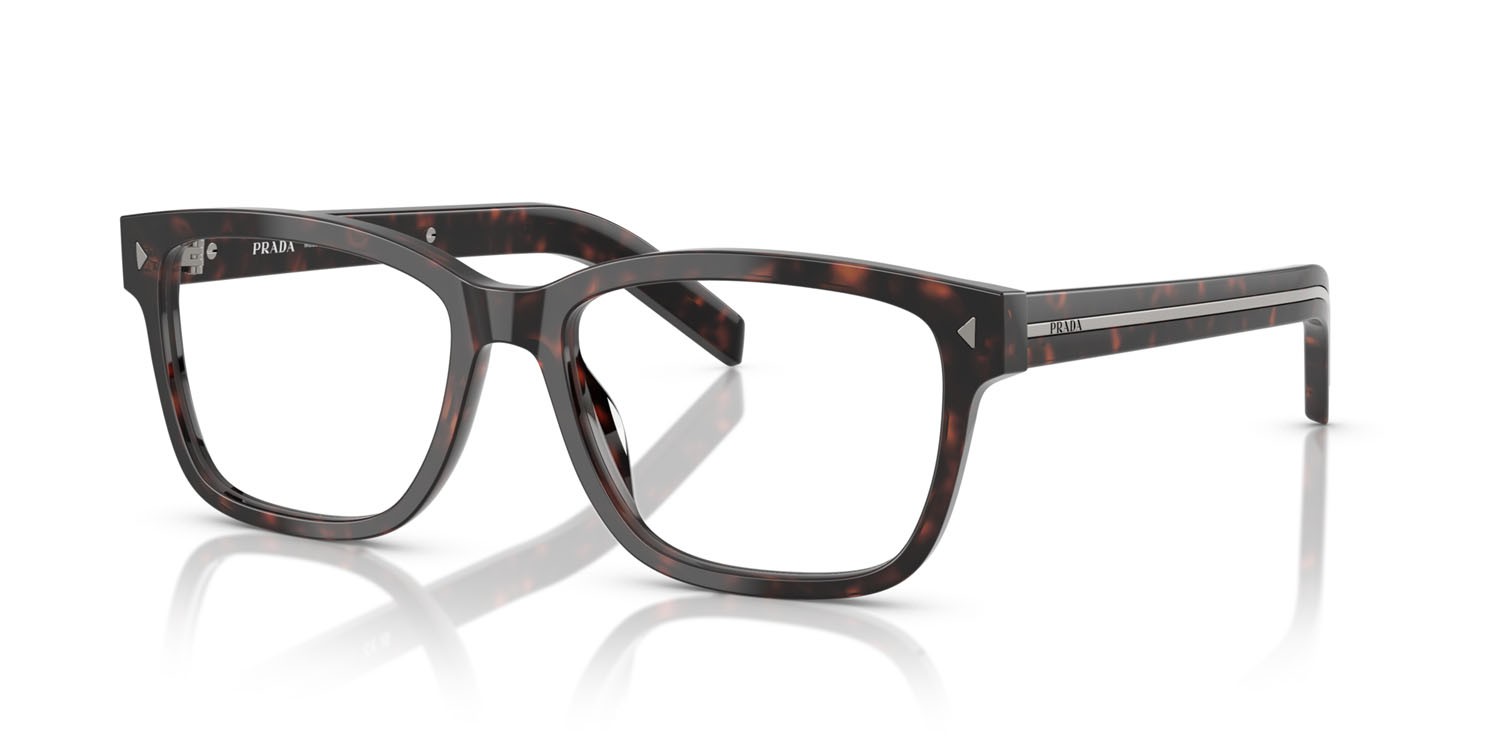 Occhiali da vista Prada PR B10V (17N1O1) colore root havana forma rettangolare lenti lente demo
