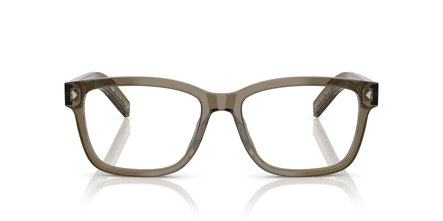 Eyeglasses Prada PR B10V (18T1O1) color marrone trasparente shape rectangle lenses lente demo