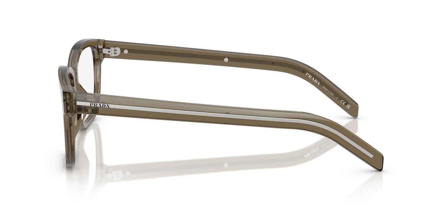 Eyeglasses Prada PR B10V (18T1O1) color marrone trasparente shape rectangle lenses lente demo