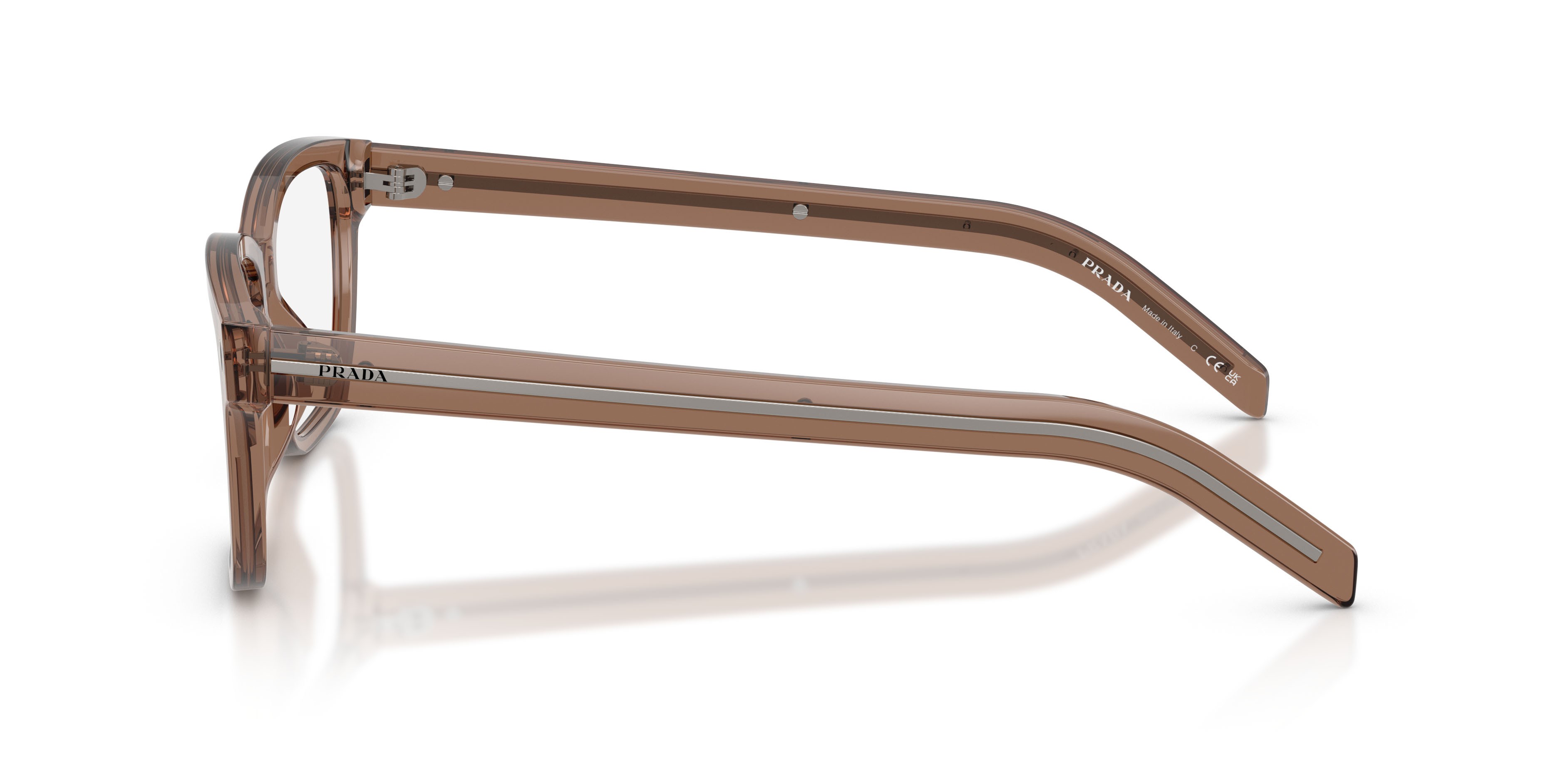 Eyeglasses Prada PR B10V (28I1O1) color argilla trasparente shape rectangle lenses lente demo